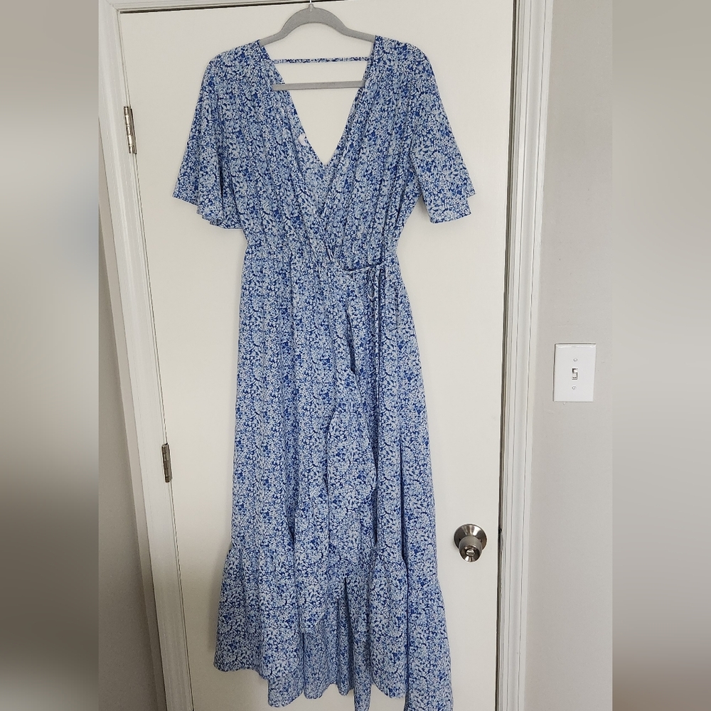 Floral Blue Midi Dress